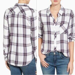 Rails Hunter Plaid White & Scarlet Shirt Flannel XS